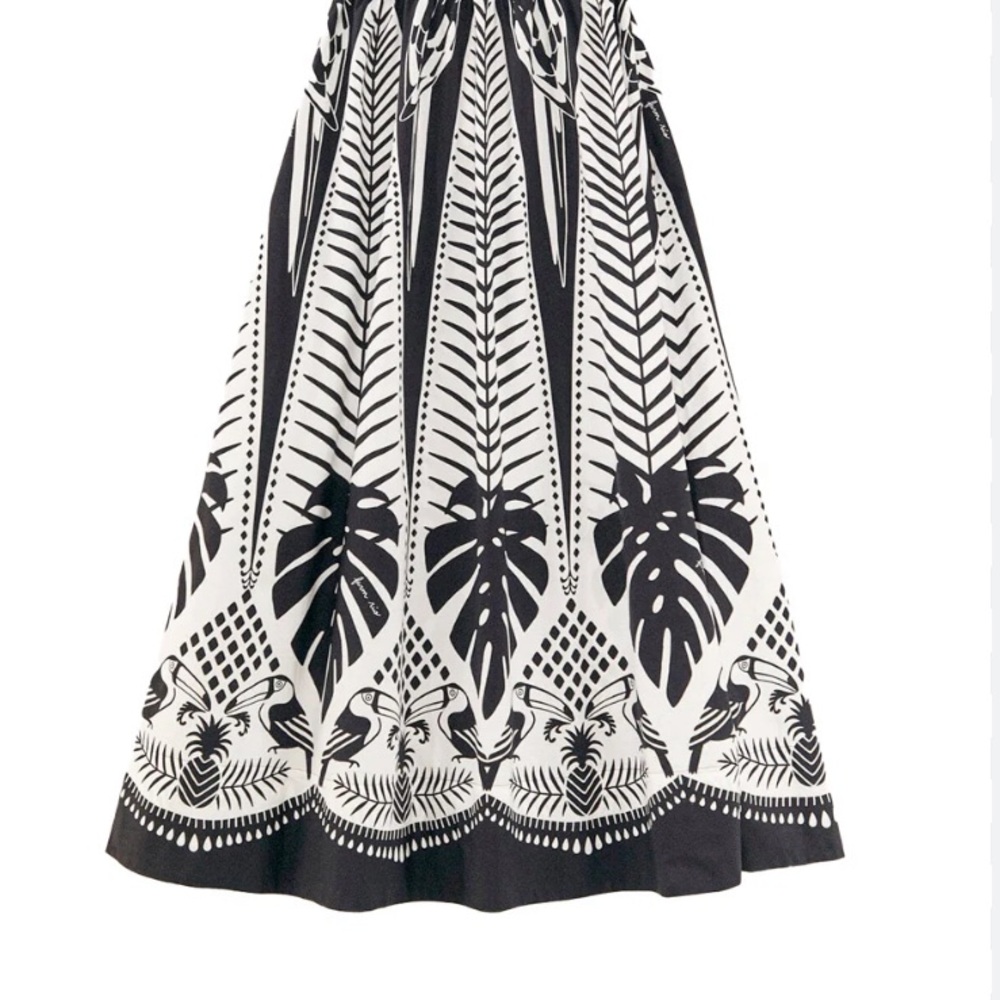 NWT Farm Rio: Anthropologie Farm Rio Macaw Elegance Black Cotton Maxi Dress - Picture 7 of 8